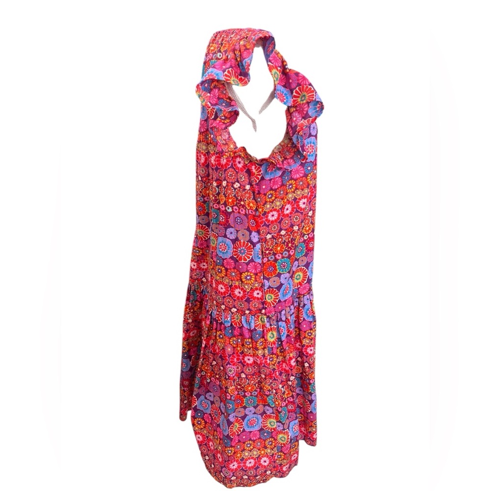 Pinch Boho Floral Midi Dress L Cotton Tiered Ruffle Sleeve Pockets - Picture 4 of 10